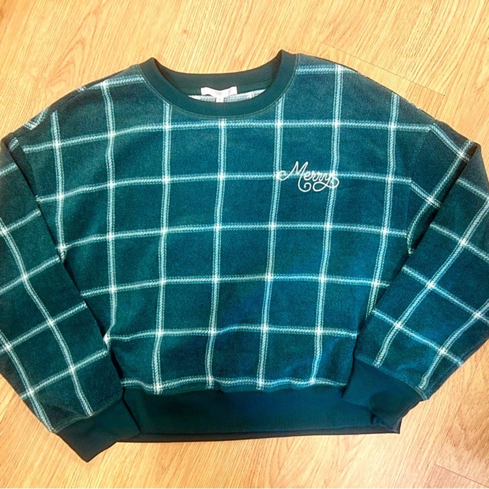 Z Supply Green Plaid Sweatshirt